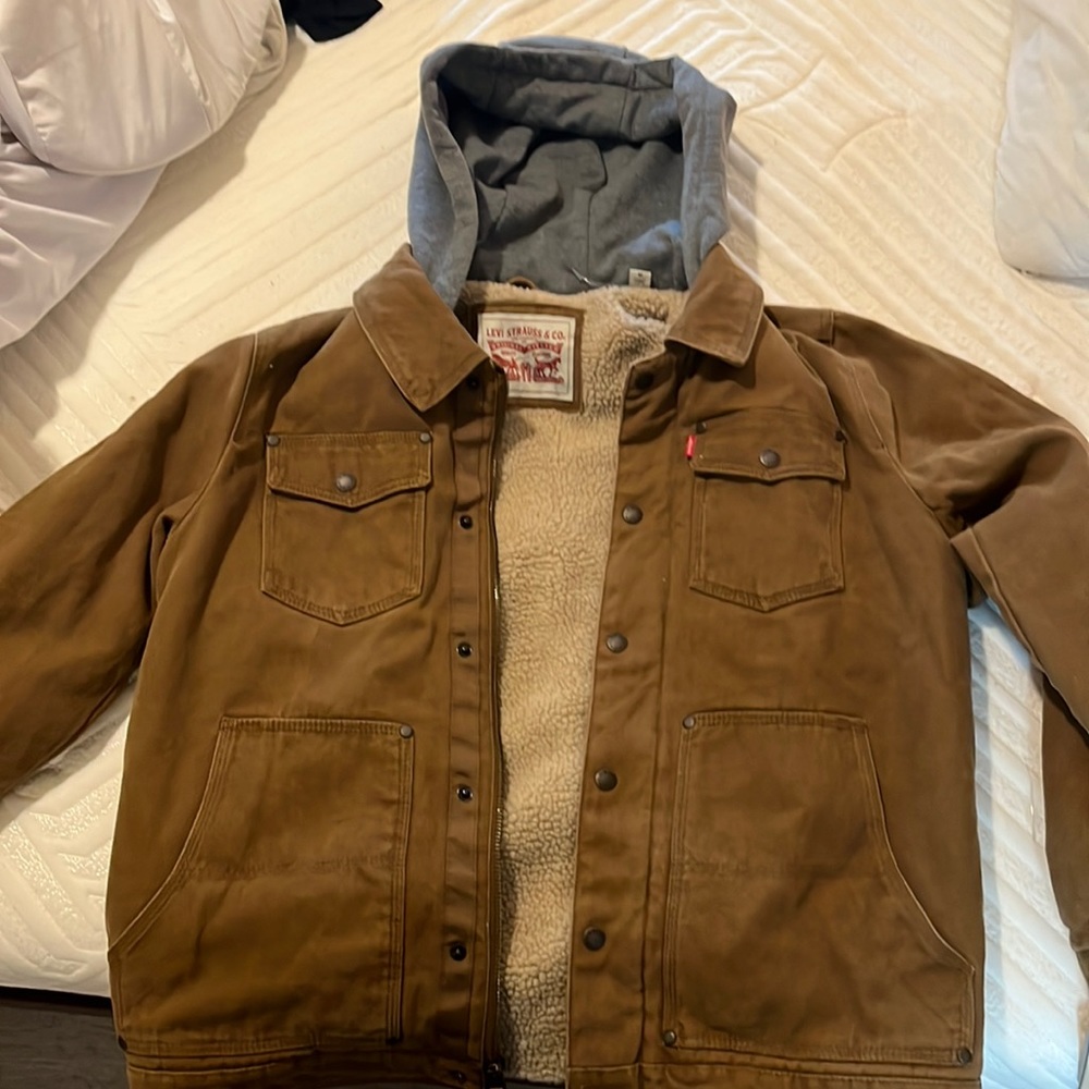 Brown hooded Levi’s jacket size M